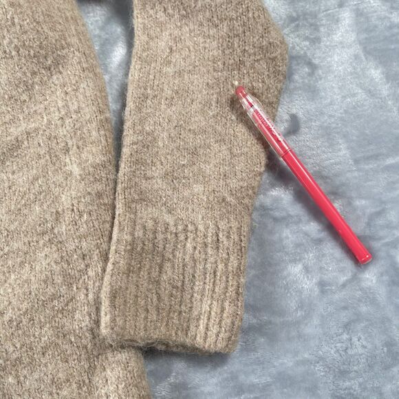 Loft Cardigan Womens Medium Taupe Alpaca Wool Blend Hood Pockets Thick Warm - Picture 2 of 12